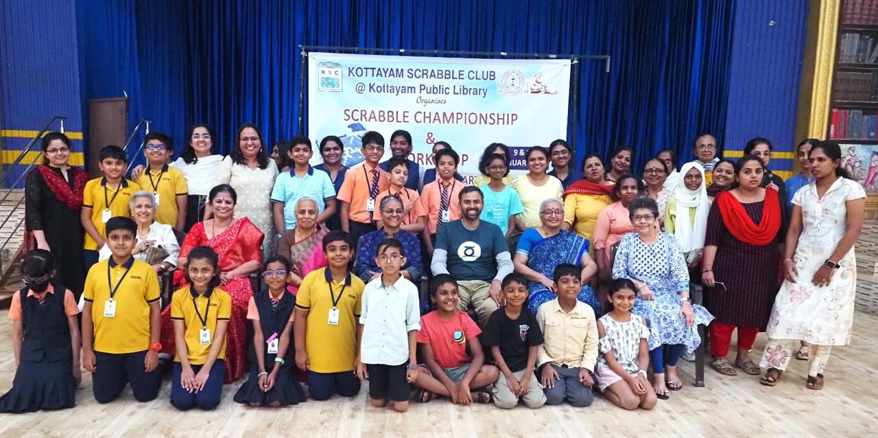 Group photo at the Kottayam Scrabble Club championship and workshop
